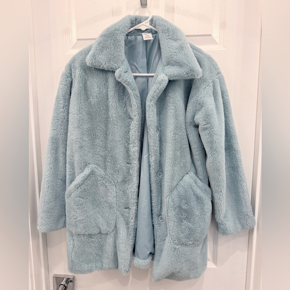 Nordstrom Girls Soft Blue Faux Fur Jacket - Picture 3 of 7